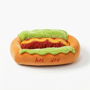 Tierbett in Hot-Dog-Form plüschig Katzenbett gepolstert für Schlafzimmer,