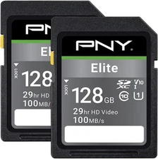 PNY 128GB Elite Class 10 U1 V10 SDXC Flash Memory Card - 100MB/s Read, Class 10,