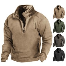 Men Fleece Lined Long Sleeve Sweatshirt Jumper Sweater Pullover Thermal Warm Top