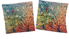 Pair of Birds Tree Square Pillow Covers 17.5" Fall Nature Artsy Hidden Zipper