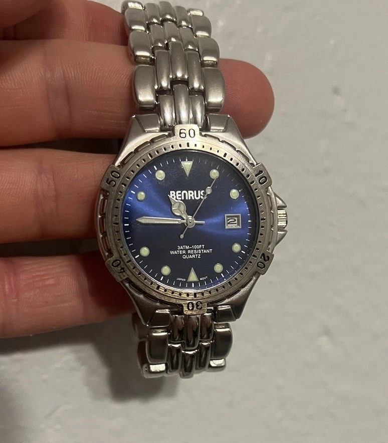 Benrus Reloj Hombre Cuarzo Esfera Azul Funcionando LEER DESCRIPCIÓN Foto 2 de 4