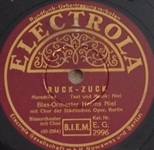 ORCHESTER HERMS NIEL MIT CHOR RUCK ZUCK LIEBCHEN ADE MARSCH SCHELLACKPLATTE