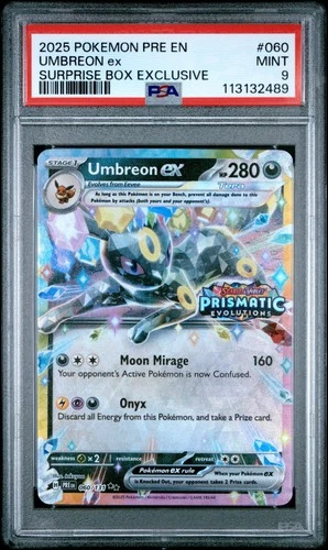 2025 POKEMON PRE EN-PRISMATIC EVOLUTIONS SURPRISE BOX EXCLUSIVE UMBREON EX PSA 9