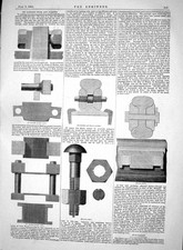 Antique Print 1865 Locking Nuts Screws Bridges Adams Murphy Tyler Nicholson