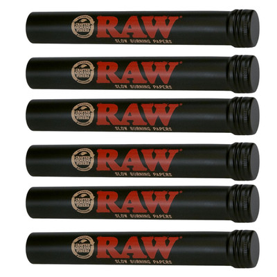 Black RAW Metal King Size Cone Storage Tubes  Airtight Smell-Proof Screw Top 6pk