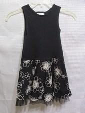 Rare Editions Girl's B/W Sleeveless Dress w/Soutache Flowers  Flared Skirt 5