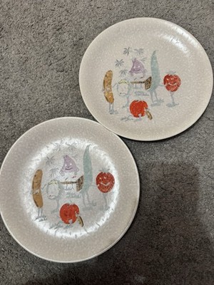 2er Set Crown Devon Gaiety Grillplatten Obst und Gemüse Design Vintage