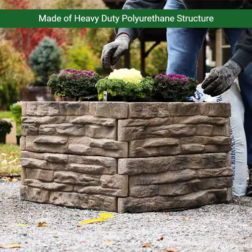 Raised Garden Bed Tan/Brown Ledgestones Natural Look Planter Box (4-Pack) - Picture 10 of 12