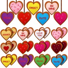 24 Pieces Valentine's Day Felt Heart Shaped Ornaments Red Felt Heart Embellis...