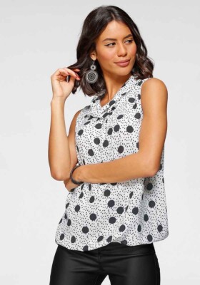 Laura Scott Black&White Dotted Blouse Top Size 16 Women Sleeveless Top 621