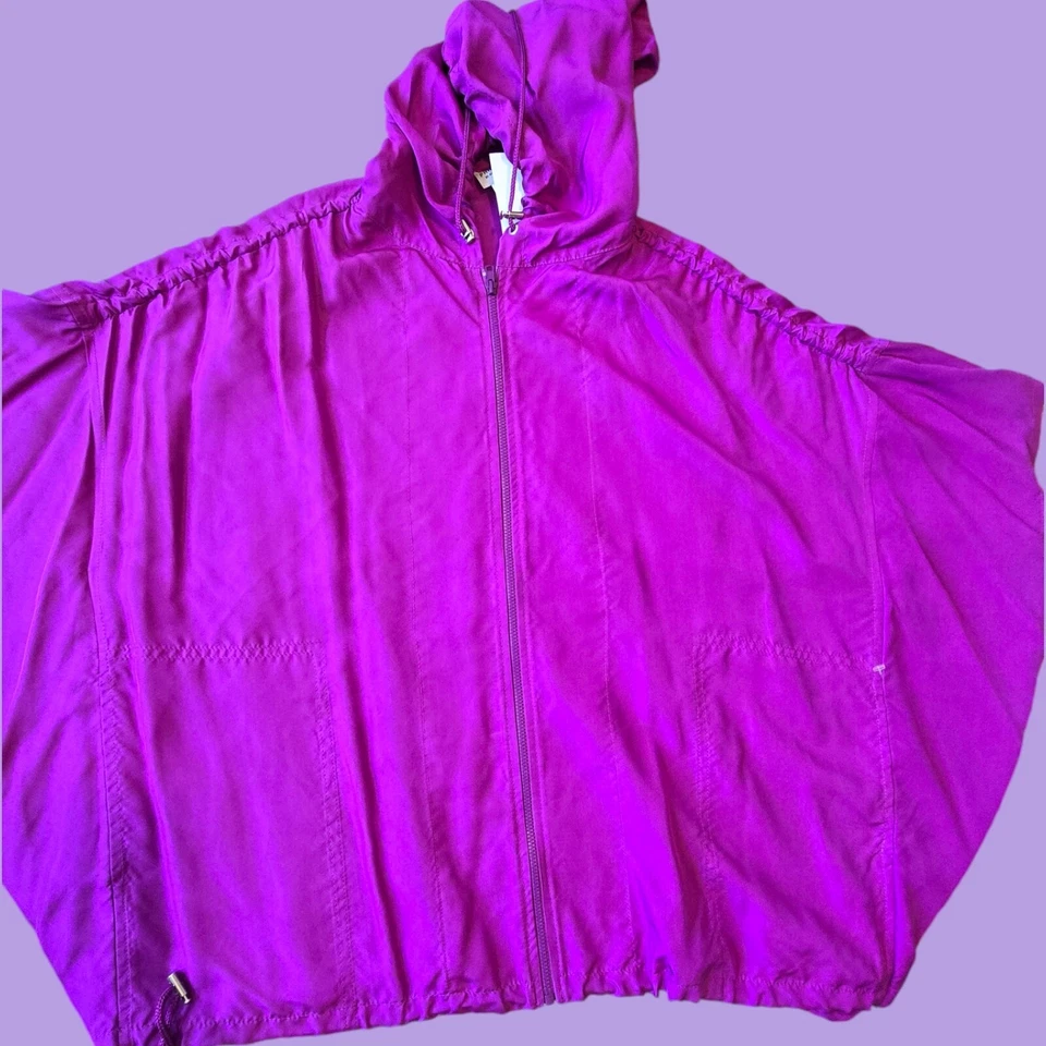 Jaqueta com Capuz New Old Stock Philosophy Alberta Ferreti Roxa Seda Flowy - Imagem 2 de 4