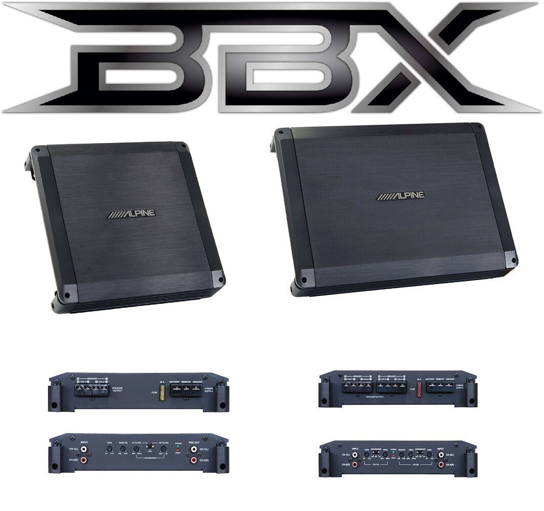 Комплект автомобильных усилителей максимальной мощности Alpine BBX-F1200 4-канальный и BBX-T600 2-канальный 1800 Вт