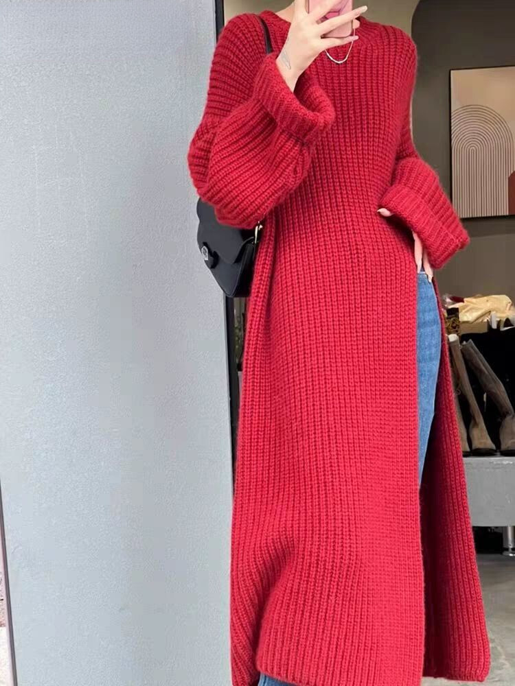 High Waist Split New Chic Unique Beautiful Knitted Sweater Dress Women  Autumn | eBay