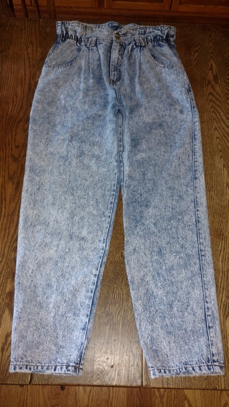 Memphis Blues high waist acid stone washed baggy paper bag jeans L waist 31-33"