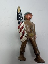 Barclay Manoil Lead Soldier Podfoot Army Flag Bearer, 1950's