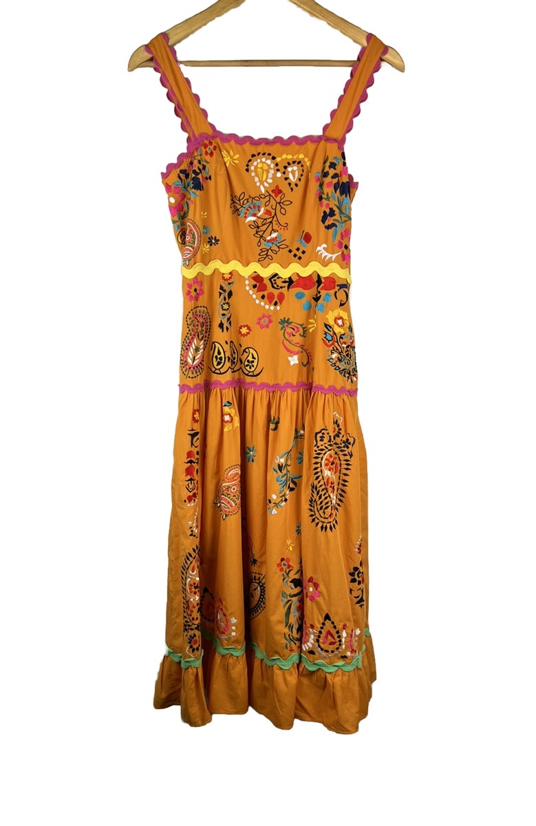 Maeve Sunset Embroidered Midi Dress Size 2P Colorful | eBay Maeve Sunset Embroidered Midi Dress Size 2P Colorful | eBay