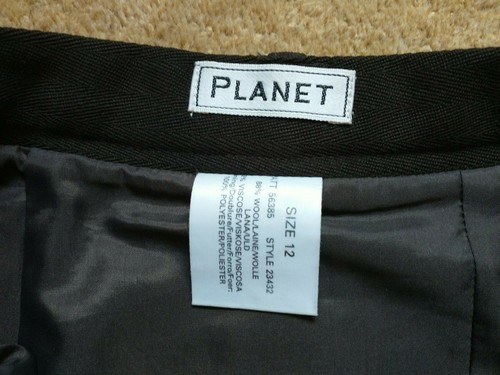 Planet Brown Wool Pencil Skirt Waist 27 in Front and Back Slit Pleat Fully Lined - Picture 3 of 5