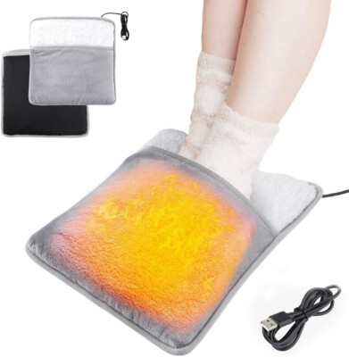 AFDEAL Winter Electric Foot Heating Pad USB Charging Soft Plush Washable Foot