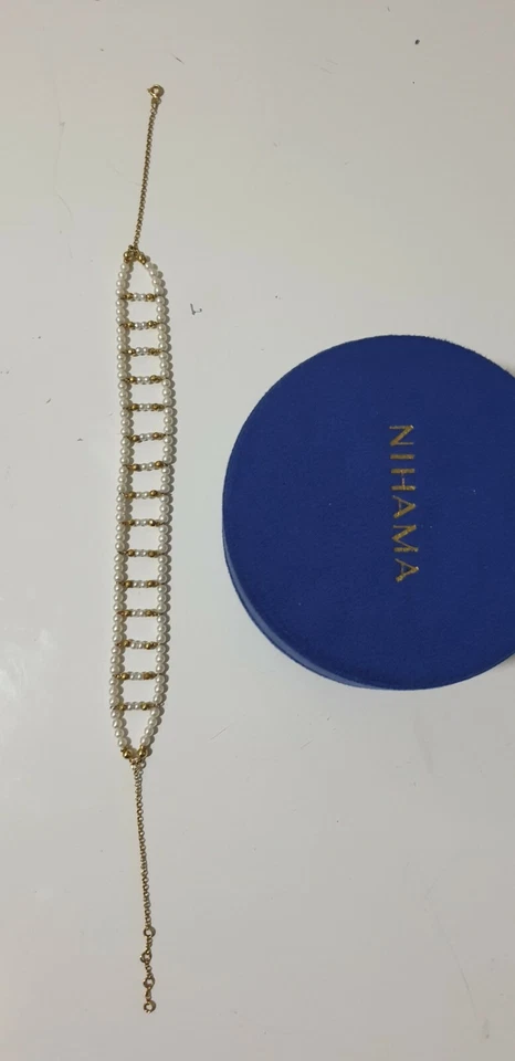 Collarino di perle Nihama con palline Oro giallo 18kt nuovo idea regalo - Immagine 2 di 3