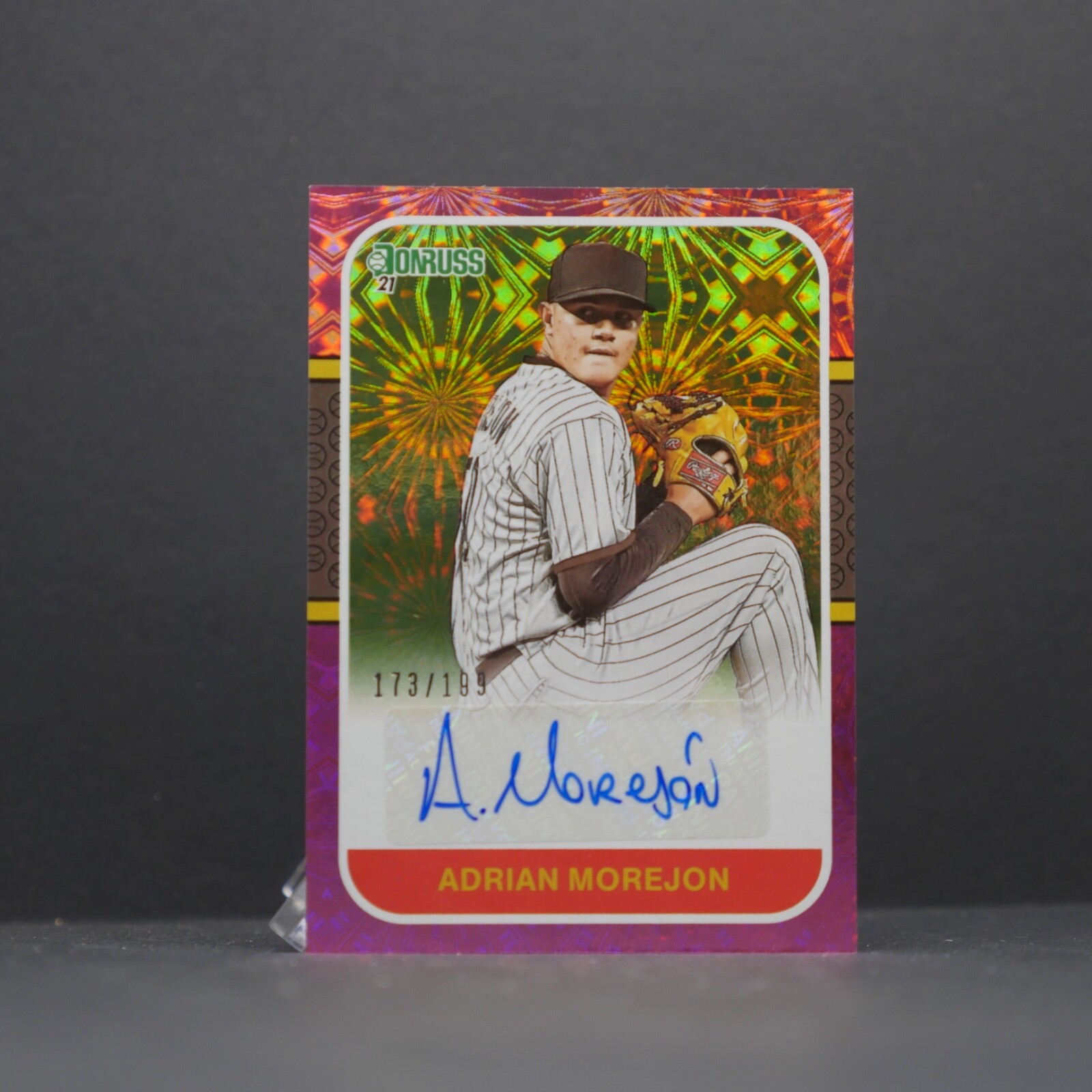 2021 Donruss ADRIAN MOREJON RC Retro 1987 Auto Pink Fireworks /199 (AU) #87S-AD
