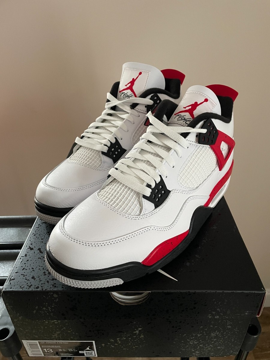 Jordan 4 Red Cement Retro Size 13 DH6927-161 NEW White Fire Black