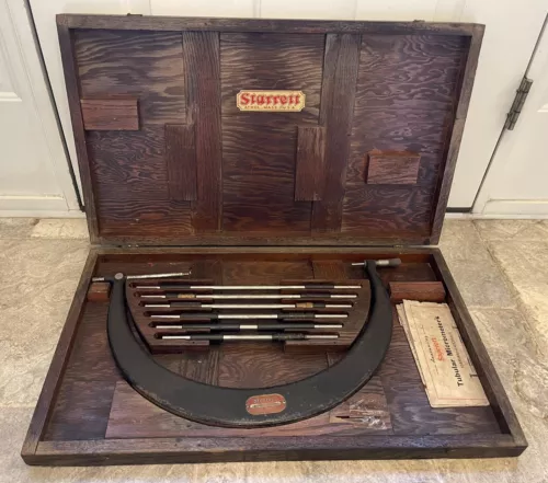 Giant Antique Starrett Micrometer Measuring Rod Standard Mic 726 12 To 18   Case