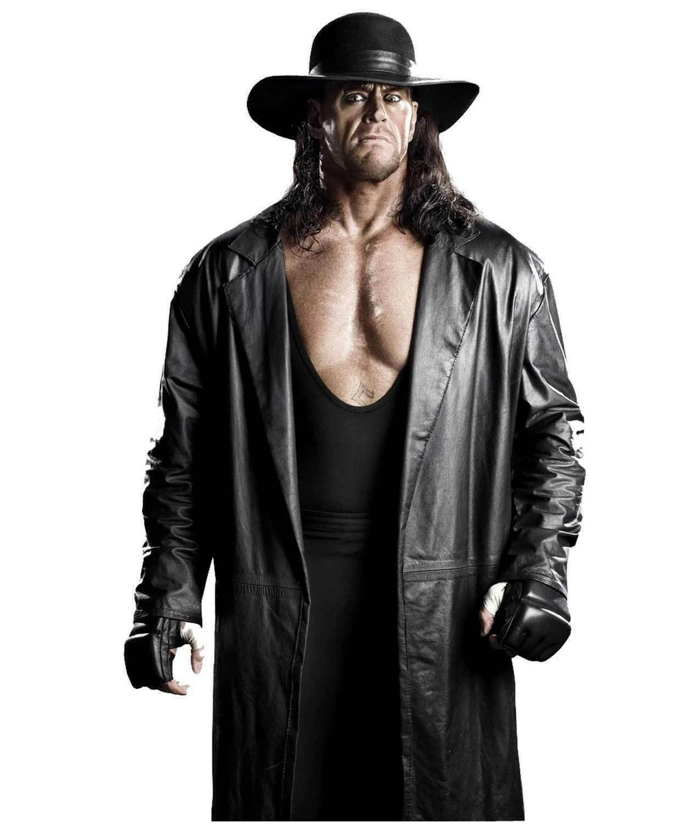 WWE Undertaker Coat Black Leather Jacket Cosplay Halloween Long Single Vent  Coat | eBay