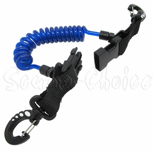 Scuba Diving Shark Coil Lanyard with Snaps and Quick Release Buckles (Blue) - Picture 1 of 1