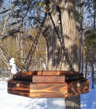 Handmade hanging octagon platform cedar wood bird/squirrel feeder, TBNUP 1SB