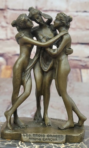 3 Graces Greek Mythology Bronze Figurine Hot Cast Erotic Artwork Signed Figure - Picture 6 of 10
