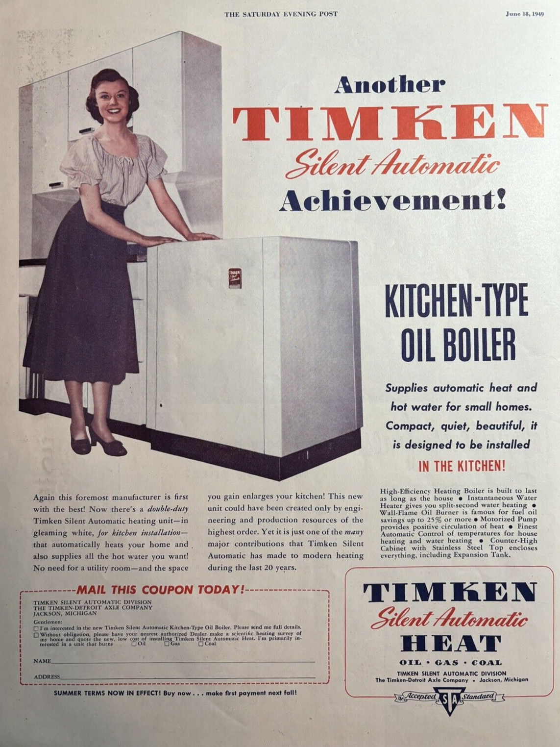 Boiler Gas Coal Vtg Print Ad