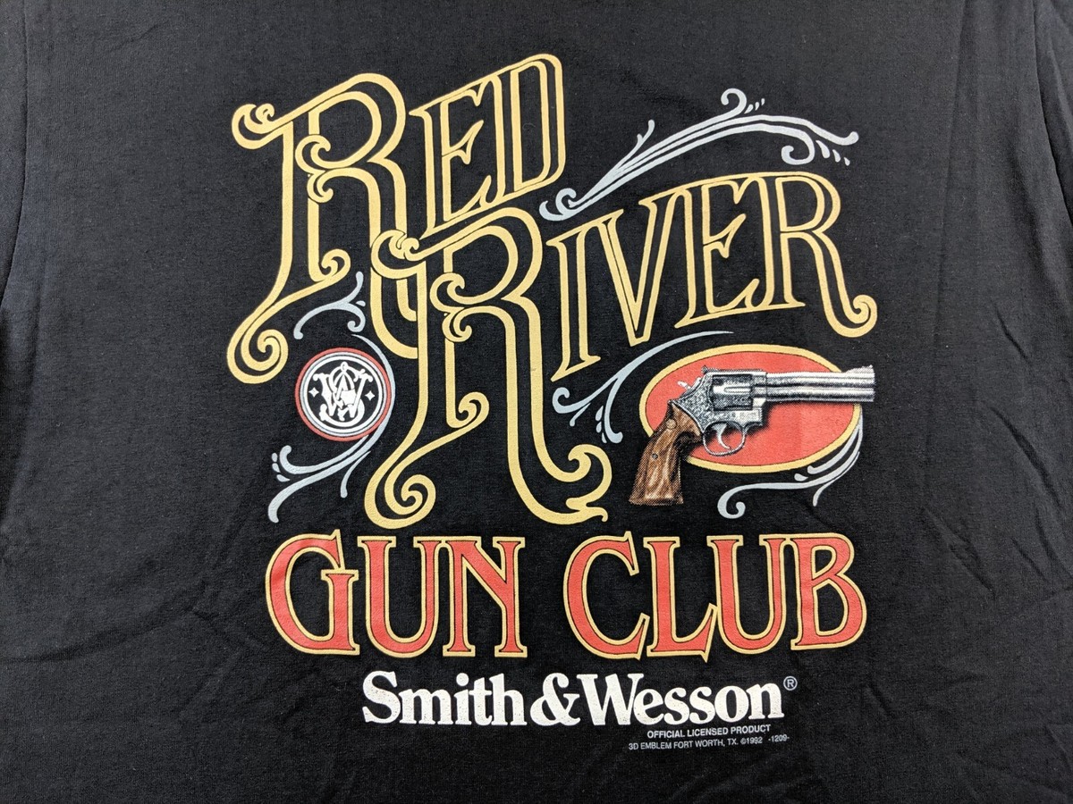 ルイ NEW Vintage Smith & Wesson 3D Emblem Red River Gun Club XL T Shirt