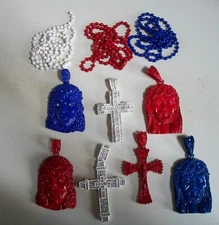 Men Blue, Red & White Finish CROSS & JESUS Fashion Hip Hop Chain & Charm