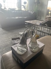 Nine West Strappy Silver Kitten Heels Sexy high heel sandals sz 8-8.5 Von Maur