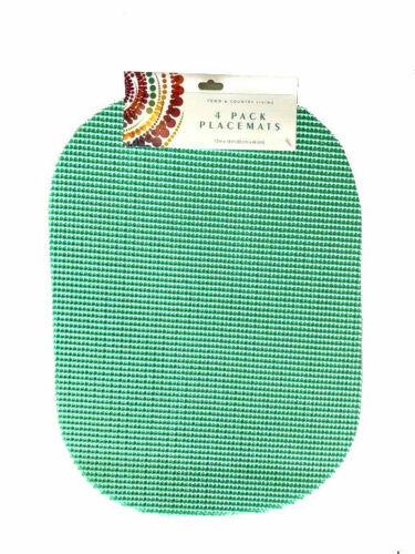 Town & Country Mint Green Waffle Weave PVC Vinyl Placemats Oval Summer Set of 4 - Picture 10 of 12