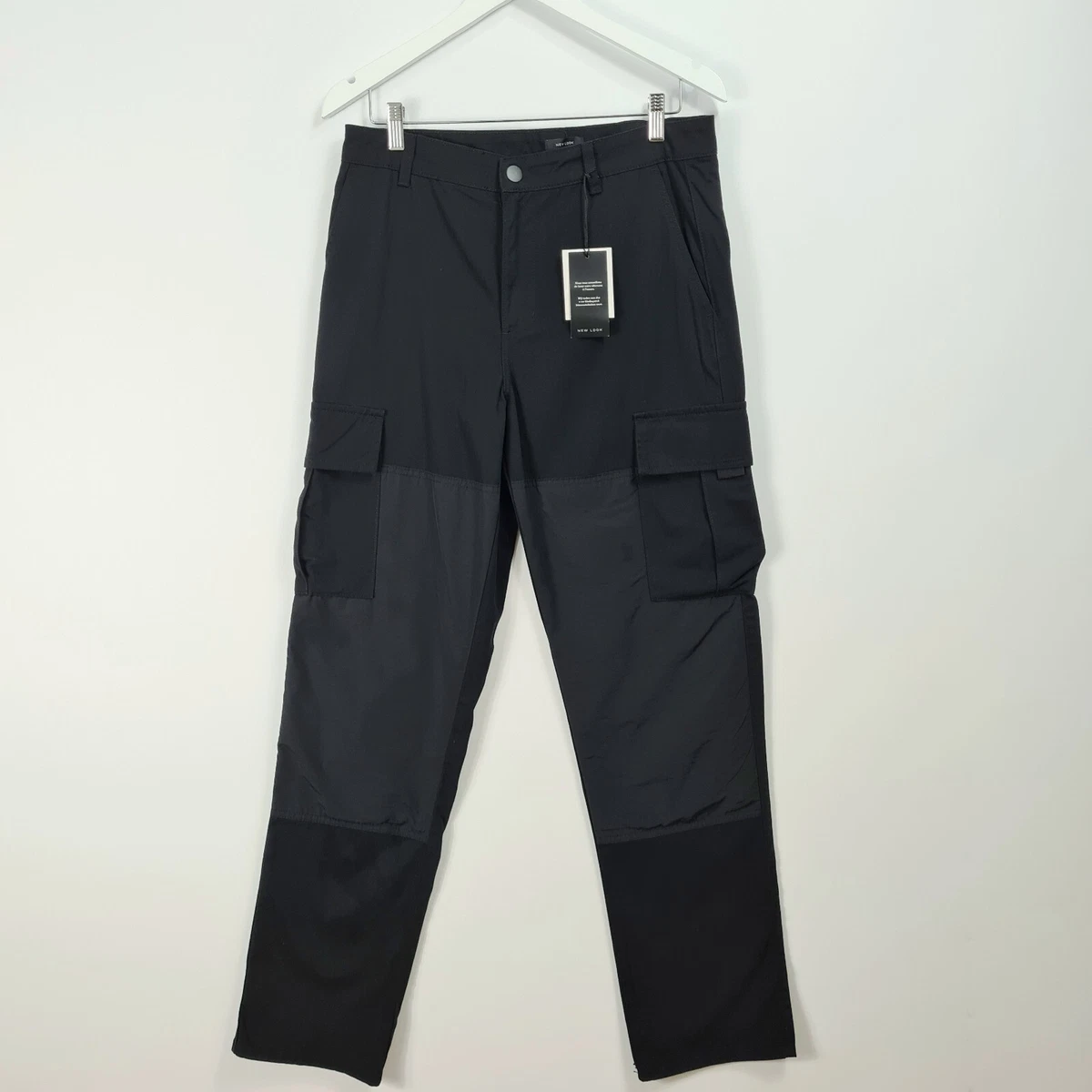 New look black cargo trousers sales