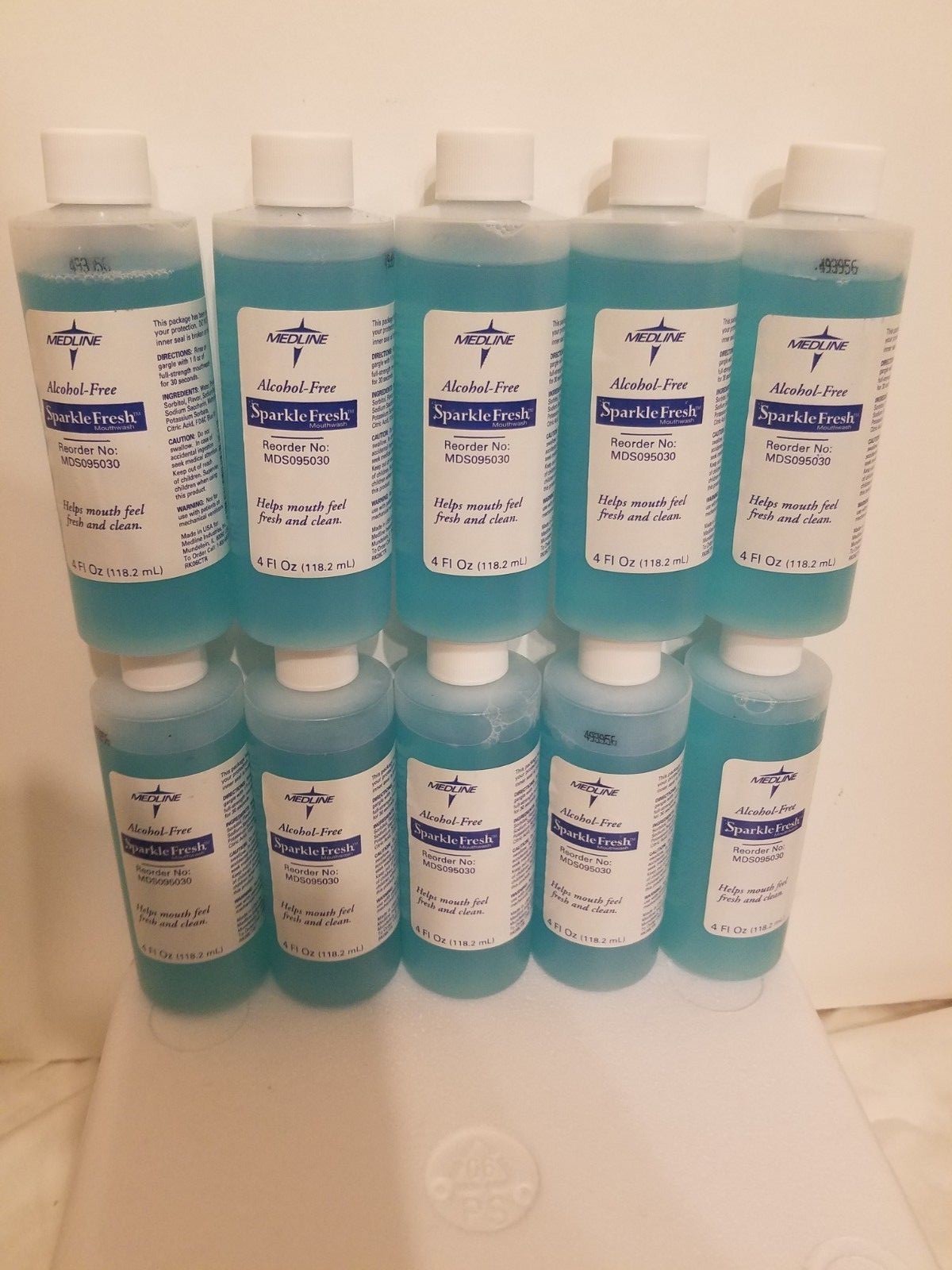 Medline Alcohol-Free Sparkle Fresh Mouthwash, 4 oz (Pack of 10) NEW