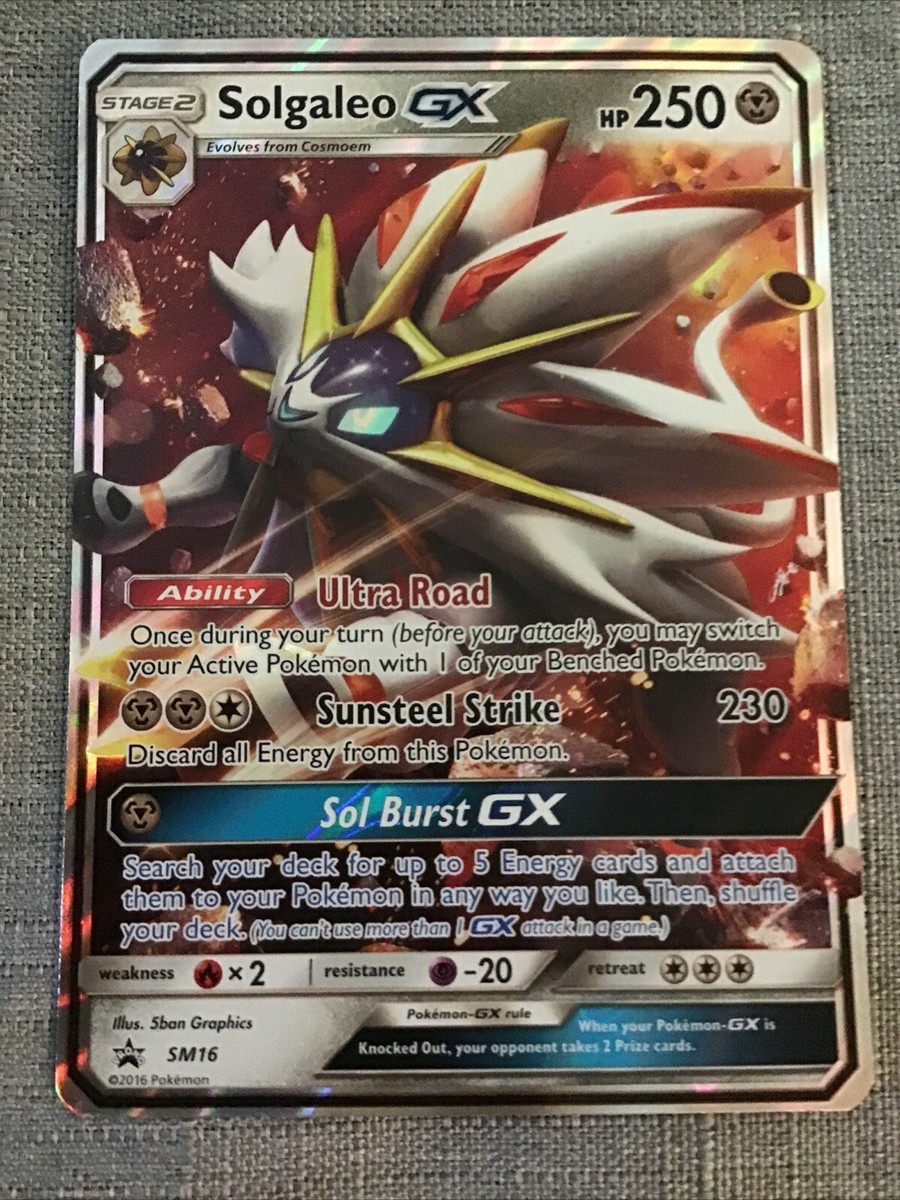 Solgaleo GX SM16, 2016 Black Star Promo Sun and Moon Pokemon Card