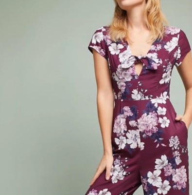 Anthropologie Yumi Kim First Class Floral Cutout Jumpsuit Size M