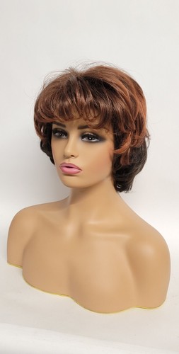 NATURAL WAVY BOB DAILY RETRO WIG TWOTONE BROWN COOPER - KANEKALON JAPAN ORIGIN - Picture 3 of 12