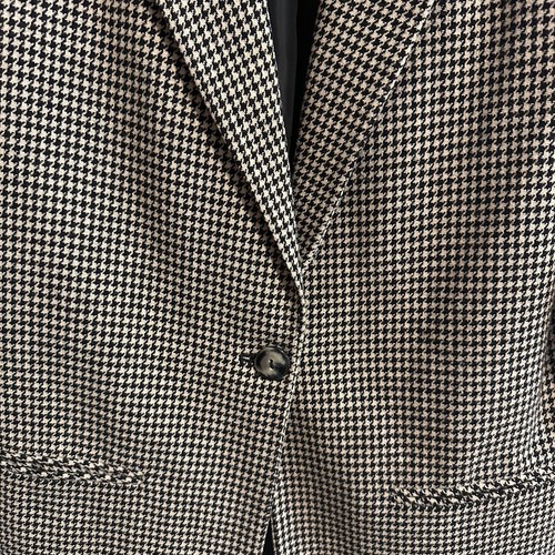 Sag Harbor Houndstooth Wool Blazer Velvet Collar Petite Career Jacket 12P - Picture 4 of 5