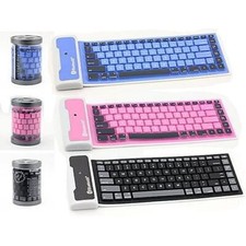 Color: Black - Type Out Of A Box With Flexible Silicone Bluetooth Keyboard