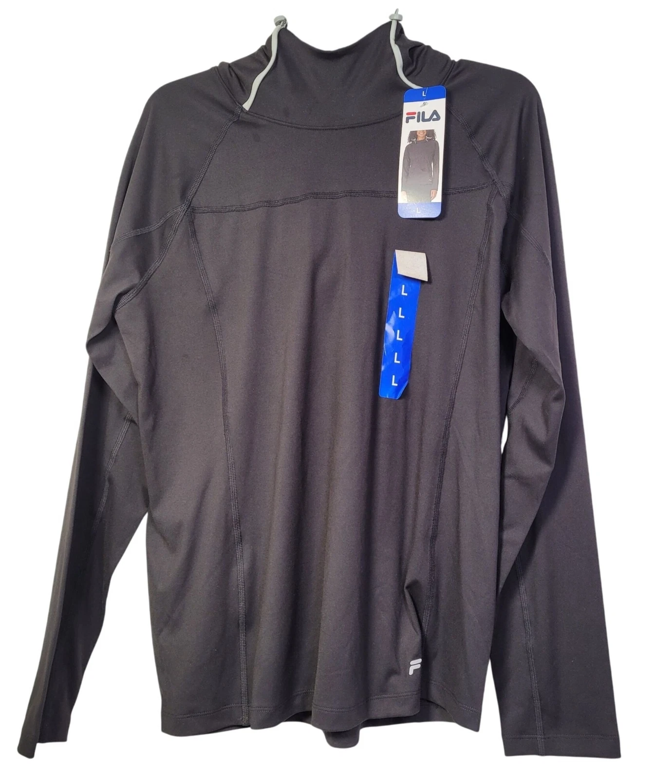 FILA Ladies' Funnel Neck Moisture Wicking Active Training Hoodie Black Large New