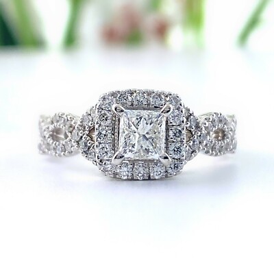 Neil Lane Princess Diamond Engagement Ring Twisted Band 1.00 tcw