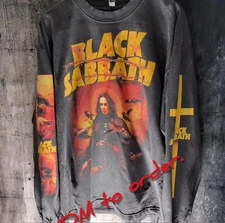 Black Sabbath CUSTOM LONG SLEEVE 4 SIDDED PRINT SHIRT LA APPAREL VINTAGE FADE