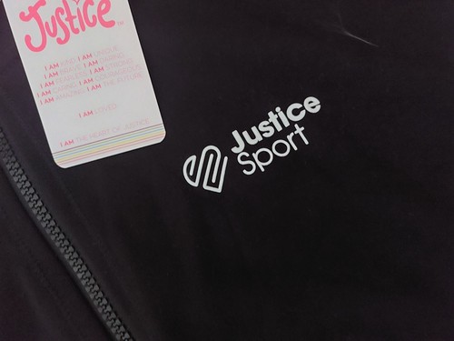 NWT Justice Girls Cropped Sweatshirt Jacket Logo Tape Sport Size 10 (13) - Picture 2 of 4