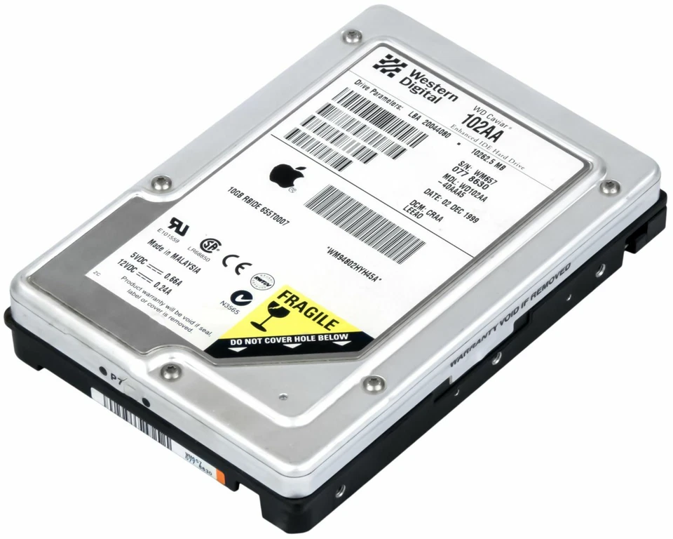 Hard Drive Western Digital Caviar 10.3GB 5400RPM 2MB ATA IDE WD102AA 3.5" Inch - Image 2 of 3