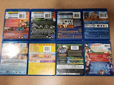 Children's 8 Movie Blu-ray/DVD Lot Wreck-It-Ralph Frankenweenie