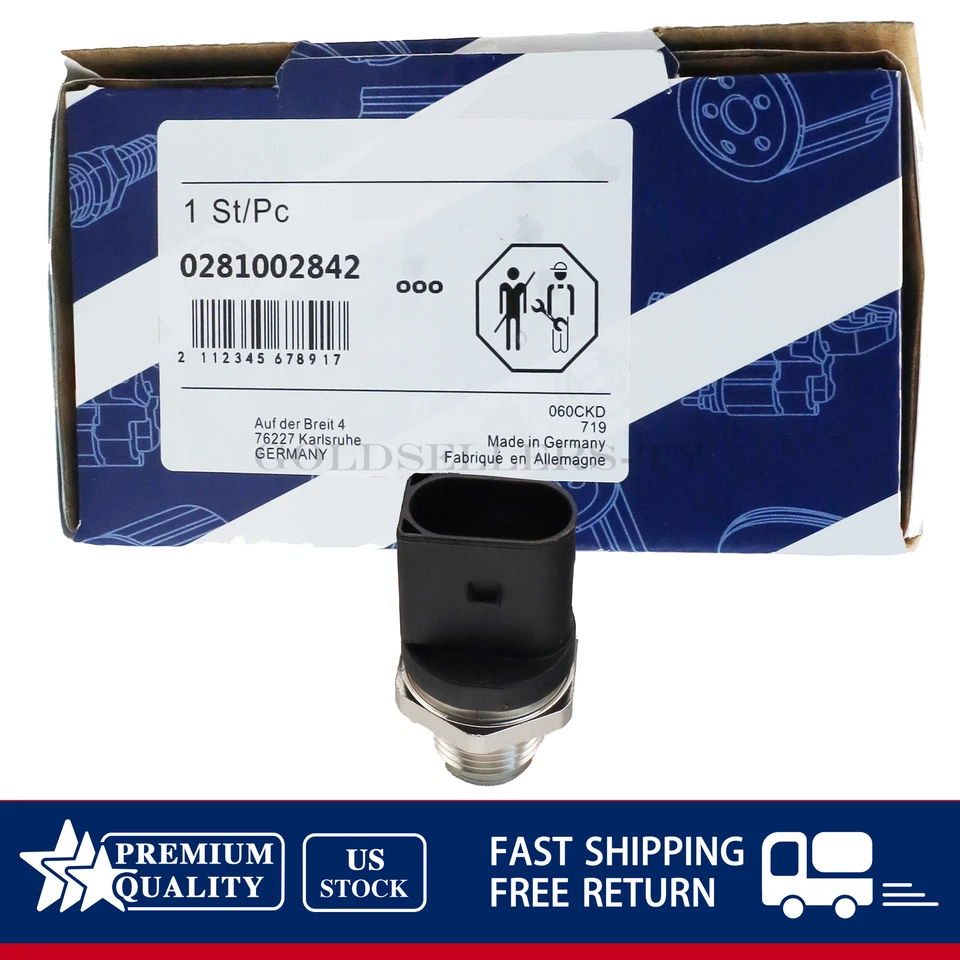 Sensor de presión de riel de combustible 0281002842 compatible con Mercedes-Benz 0061536528 2005-2013 Foto 4 de 4
