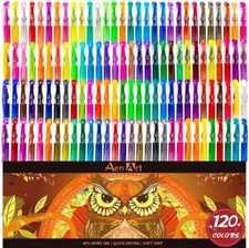 Aen Art Gel Pens for Adult Coloring Books, 120 Gel Pen Set with 40% More Ink, Ar